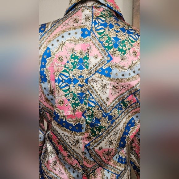 BOSTON PROPER Baroque Scroll Print Sophia Charmeuse Blouse PinkIcing.Size 0 NWOT - Picture 6 of 16